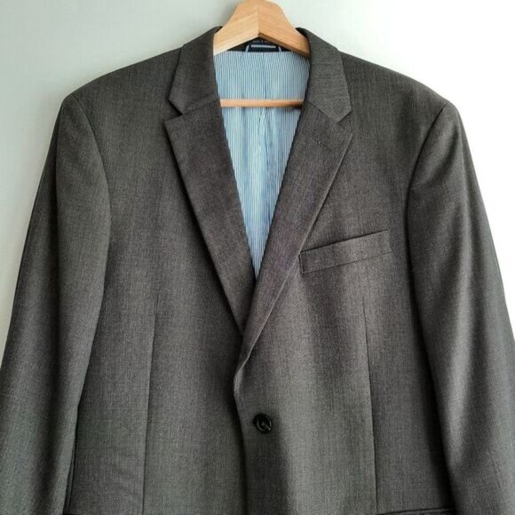 TOMMY HILFIGER 100% Wool Blazer Jacket Pin-Stripe Gray Men's Sz 42 L - Picture 3 of 14